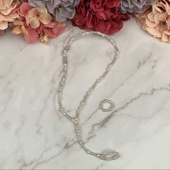 Pearl Barefoot Sandal Anklet with Matching Toe Ring - Picture 7 of 10